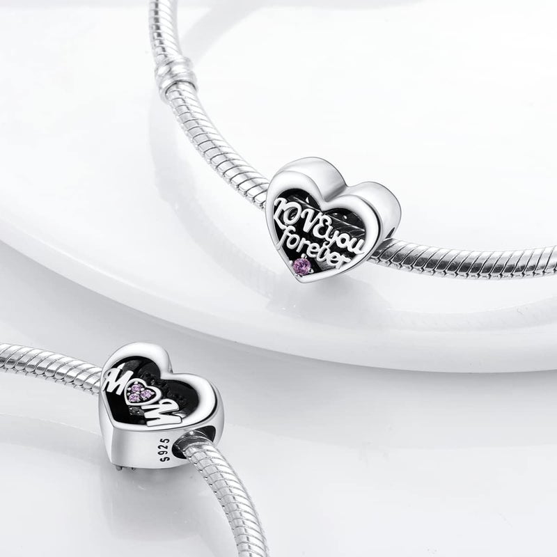 MULA 925 Sterling Silver Charms for Bracelets and Necklaces Lucky Home Happy Family Forever Love Mom Beads Dangle Pendants Jewelry for Women - Image 4